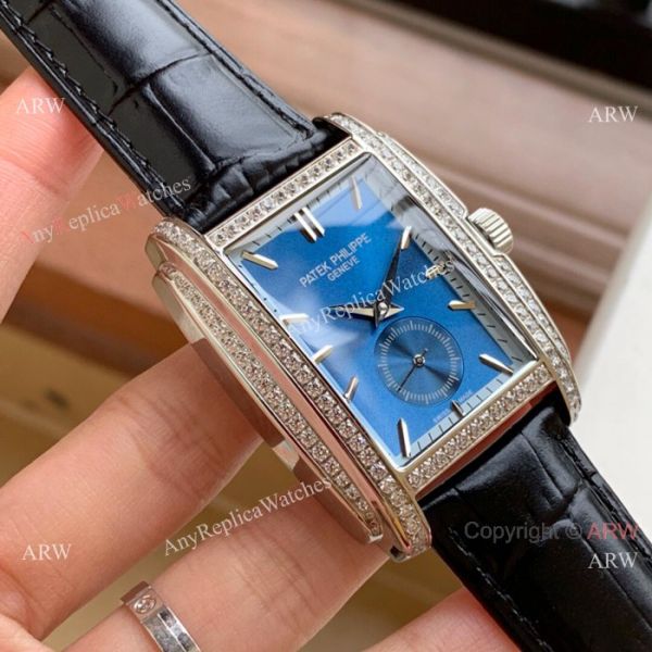 Knockoff Patek Philippe Gondolo Diamond Watches SS Blue Dial Knockoff Patek Philippe Gondolo Diamond Watches SS Blue Dial