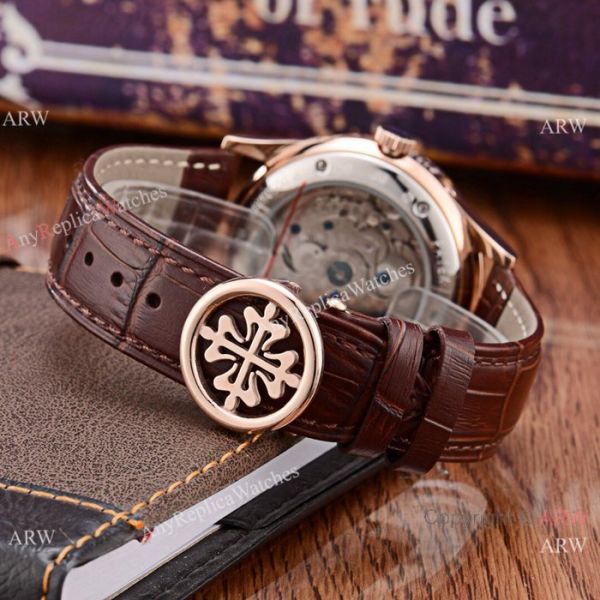 Patek Philippe Perpetual Calendar Rose Gold Case with Brown Leather Strap Watch Patek Philippe Perpetual Calendar Rose Gold Case with Brown Leather Strap Watch
