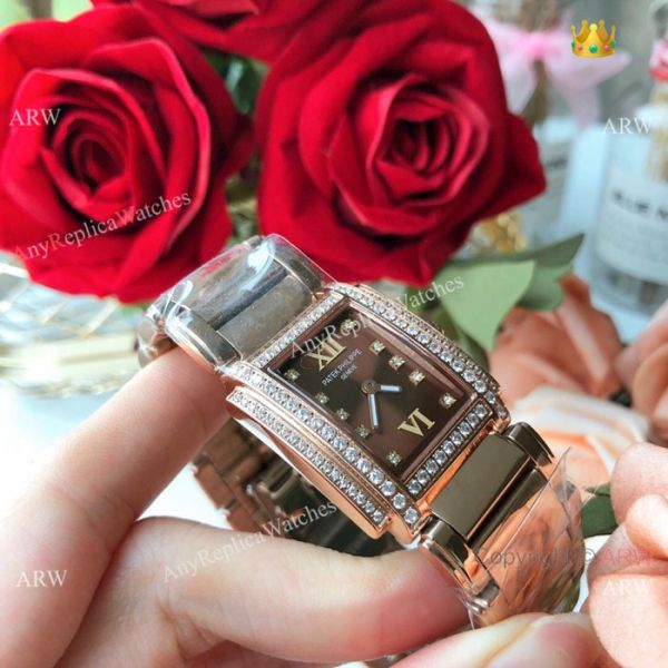 Copy Patek Philippe Twenty-4 Lady Watches Rose Gold Brown Dial -Swiss Quality Copy Patek Philippe Twenty-4 Lady Watches Rose Gold Brown Dial -Swiss Quality