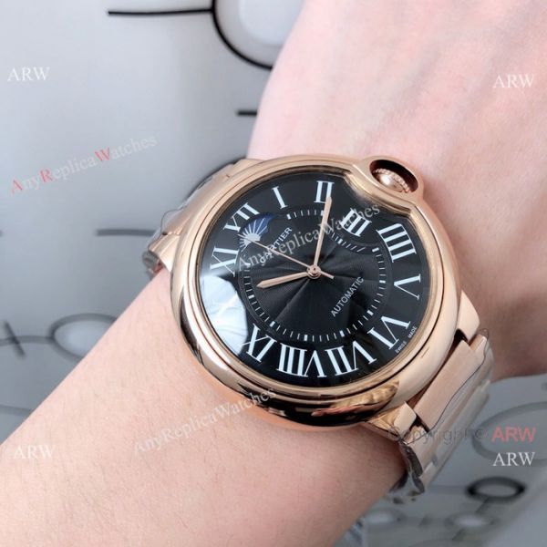 Cartier Ballon Bleu Stainless Steel Black Moonphase Watch New Replica Cartier Ballon Bleu Stainless Steel Black Moonphase Watch New Replica