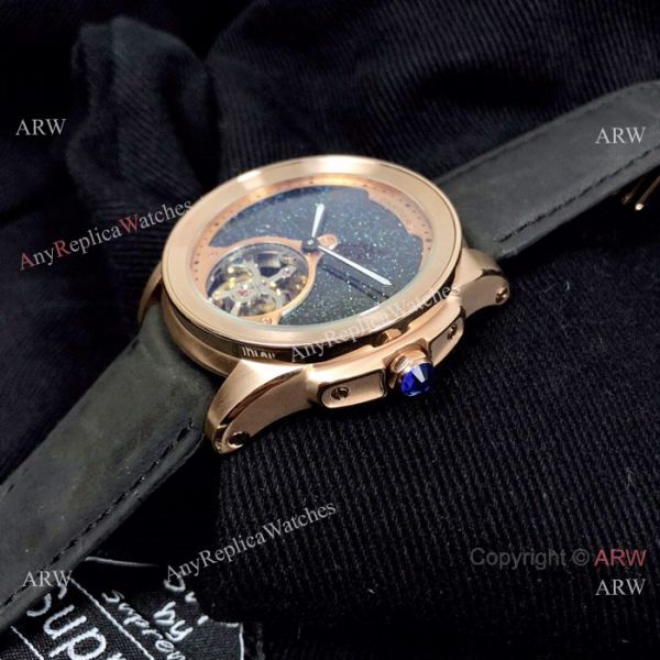 New Copy Calibre de Cartier Tourbillon watch Black Leather Band New Copy Calibre de Cartier Tourbillon watch Black Leather Band