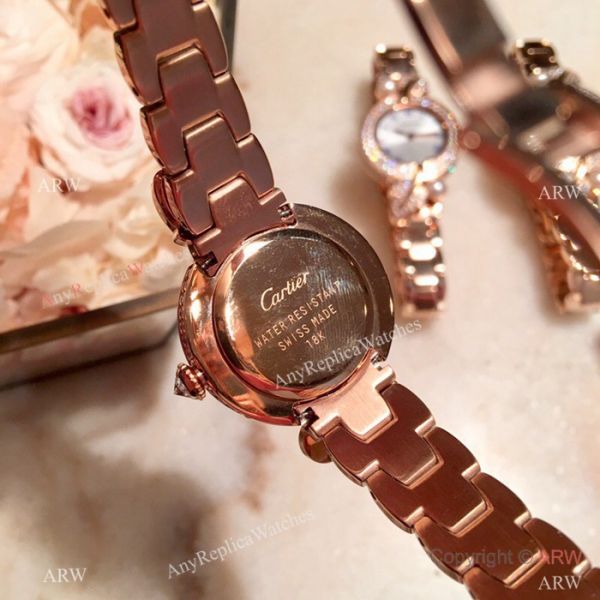 Swiss Quality Cartier Ladies 33mm Watch Rose Gold Sapphire Glass Swiss Quality Cartier Ladies 33mm Watch Rose Gold Sapphire Glass