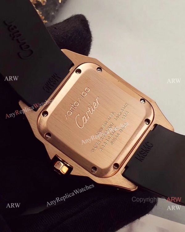 Japan Grade Replica Cartier Santos 100 Rose Gold Watch 35mm Japan Grade Replica Cartier Santos 100 Rose Gold Watch 35mm