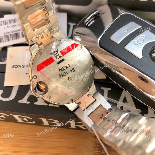 Cartier Ballon Bleu 33mm 2-Tone Rose Gold Silver Dial Womens Fake Cartier Watch Cartier Ballon Bleu 33mm 2-Tone Rose Gold Silver Dial Womens Fake Cartier Watch