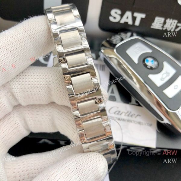 Stainless Steel Pink Dial Womens Fake Cartier Watch 33mm Stainless Steel Pink Dial Womens Fake Cartier Watch 33mm