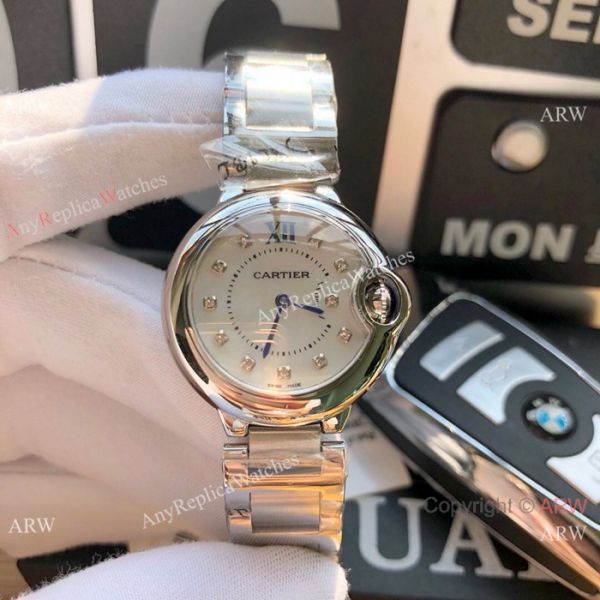 Cartier Watch Replica Ballon Bleu 28mm Stainless Steel White MOP Face Cartier Watch Replica Ballon Bleu 28mm Stainless Steel White MOP Face