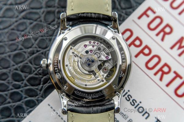 Swiss Copy Jaeger LeCoultre Master ultra thin Watch SS Black Leather Band Swiss Copy Jaeger LeCoultre Master ultra thin Watch SS Black Leather Band