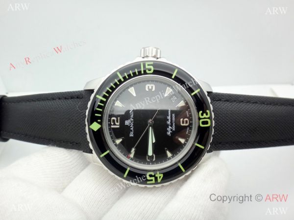 Fake Blancpain Fifty Fathoms Black Dial SS Watch Swiss Quality Fake Blancpain Fifty Fathoms Black Dial SS Watch Swiss Quality