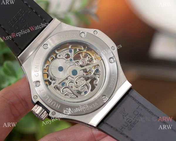 High Quality Replica Hublot Big Bang Skeleton Watches SS Black Bezel High Quality Replica Hublot Big Bang Skeleton Watches SS Black Bezel