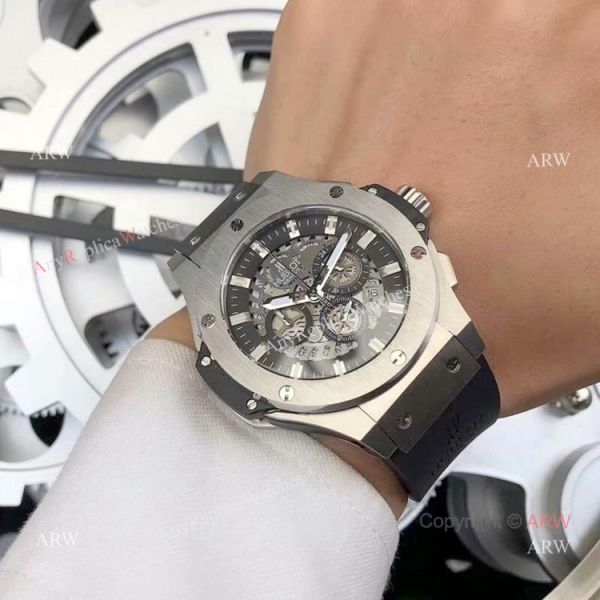 Fake Hublot Big Bang Chronograph Men Watch SS Black Rubber Band Fake Hublot Big Bang Chronograph Men Watch SS Black Rubber Band
