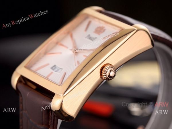 Copy Piaget Automatic Watches 40mm SS Black Dial Black Leather Band Copy Piaget Automatic Watches 40mm SS Black Dial Black Leather Band