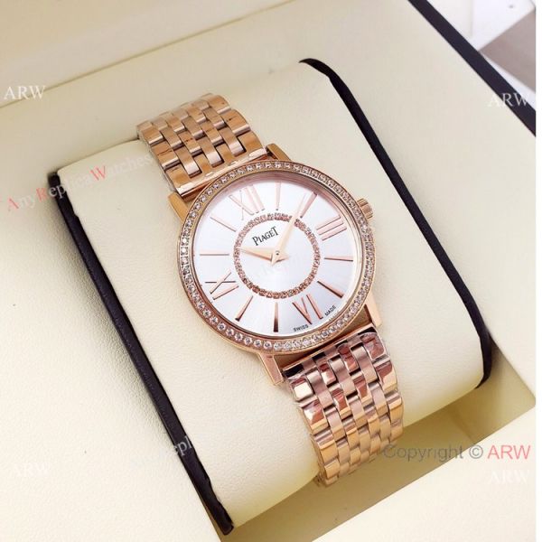 Best Copy Piaget Ladies Quartz Watches Stainless Steel Black Face 36mm Best Copy Piaget Ladies Quartz Watches Stainless Steel Black Face 36mm