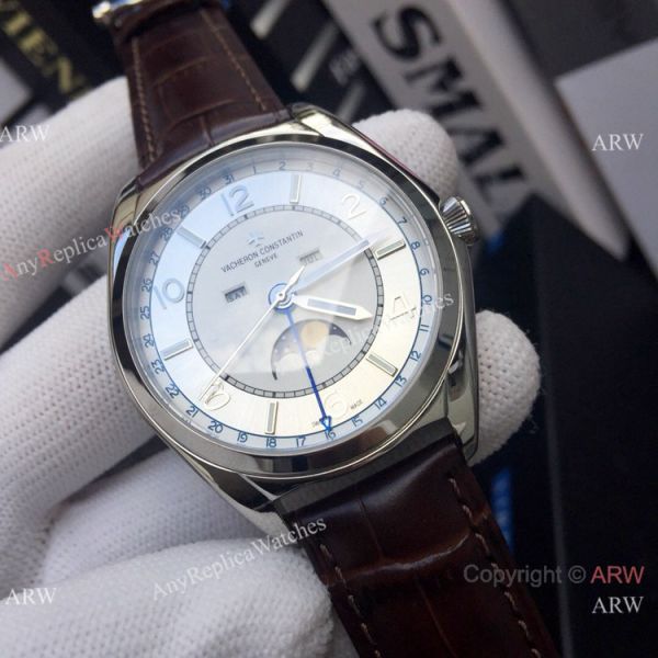 Vacheron Constantin Moonphase Watch Gray Dial Black Leather Strap Vacheron Constantin Moonphase Watch Gray Dial Black Leather Strap