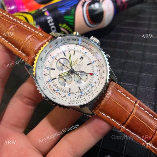 Copy Breitling Navitimer world GMT Chrono Watch Blue Dial Blue Leather Strap Copy Breitling Navitimer world GMT Chrono Watch Blue Dial Blue Leather Strap