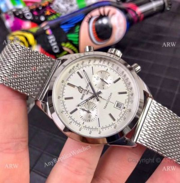 Clone Breitling Transocean Chronograph Watch Stainless Steel White Face 45mm Clone Breitling Transocean Chronograph Watch Stainless Steel White Face 45mm