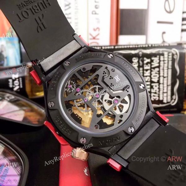 Replica Hublot Techframe Ferrari Tourbillon Watch Red Rubber Strap 43mm Replica Hublot Techframe Ferrari Tourbillon Watch Red Rubber Strap 43mm