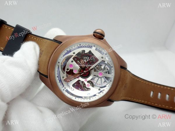 Copy Corum Bubble Squelette Automatic Watch Brown Case White Face Copy Corum Bubble Squelette Automatic Watch Brown Case White Face