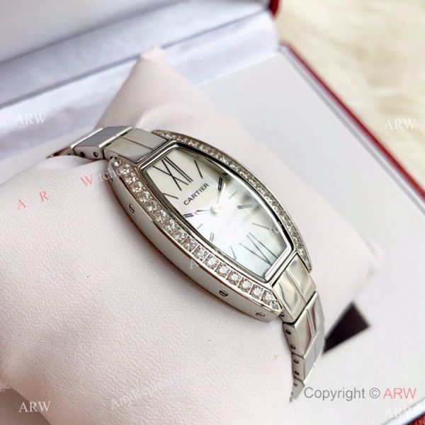 Cartier Mini Tonneau White MOP Dial Stainless Steel women Watch Best Replica Cartier Mini Tonneau White MOP Dial Stainless Steel women Watch Best Replica