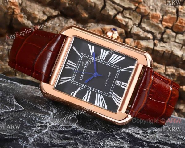 Replica Cartier Tank Solo Stainless Steel Black Roman Dial Watch Automatic Replica Cartier Tank Solo Stainless Steel Black Roman Dial Watch Automatic