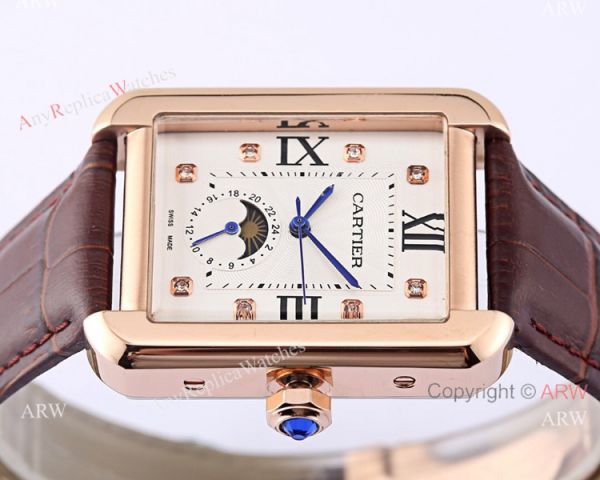 Cartier Tank Solo Moonphase Copy Watch White Dial Black Leather Strap Cartier Tank Solo Moonphase Copy Watch White Dial Black Leather Strap