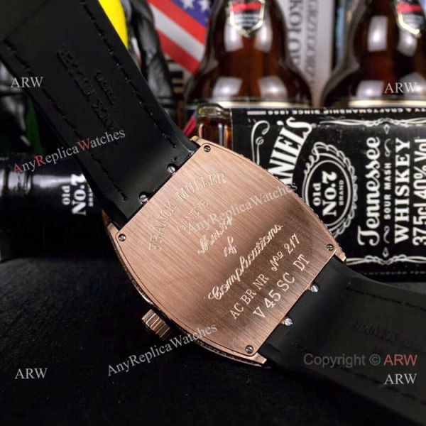 Swiss Quality Franck Muller Vanguard Yachting v45 Watch Rose Gold Diamond Blue Gummy strap Swiss Quality Franck Muller Vanguard Yachting v45 Watch Rose Gold Diamond Blue Gummy strap