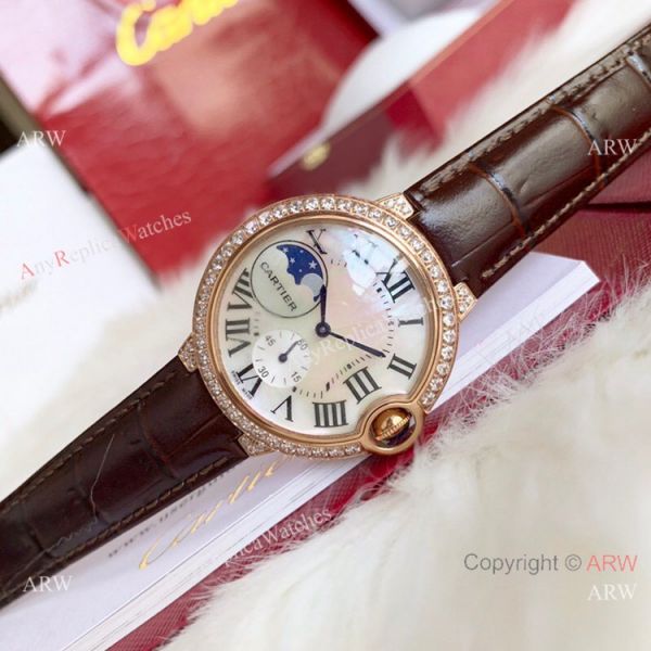 Copy Cartier Ballon Bleu quartz 36mm Watch White CeramicRose Gold Case Copy Cartier Ballon Bleu quartz 36mm Watch White CeramicRose Gold Case