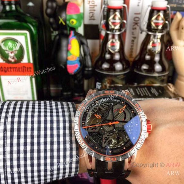 Roger Dubuis Excalibur Skeleton Copy Watch Black DLC Case 46mm Roger Dubuis Excalibur Skeleton Copy Watch Black DLC Case 46mm