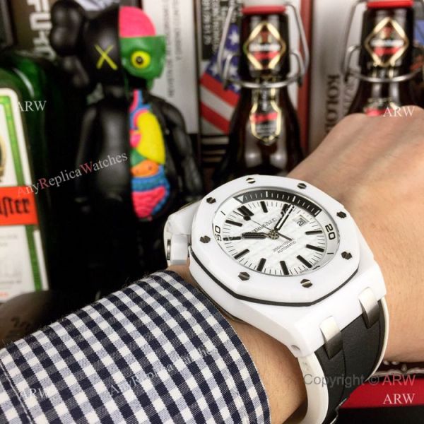 Swiss 3120 Audemars Piguet Royal Oak Offshore Divers White Ceramic Blue Rubber Watch New Replica Swiss 3120 Audemars Piguet Royal Oak Offshore Divers White Ceramic Blue Rubber Watch New Replica