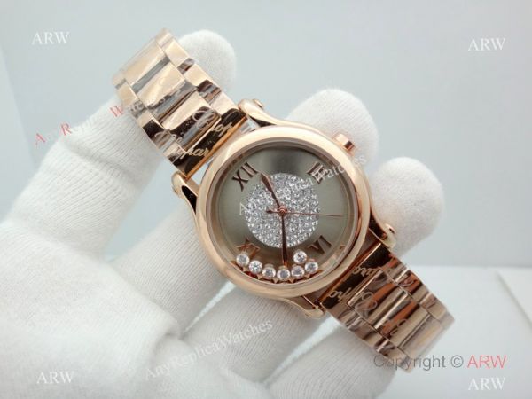 High Quality Chopard Happy Sport Quartz Watch Rose Gold Gray Dial High Quality Chopard Happy Sport Quartz Watch Rose Gold Gray Dial