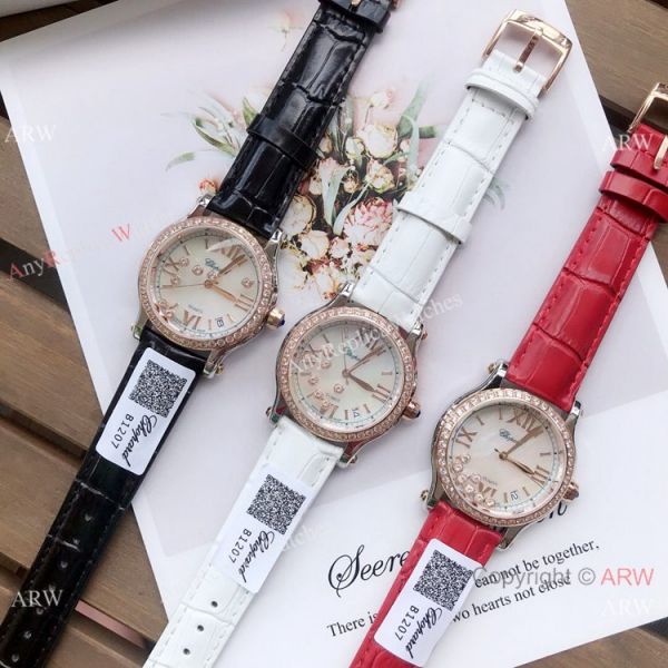 Copy Chopard Happy Sport 36mm Watch SS Diamond White MOP Dial Copy Chopard Happy Sport 36mm Watch SS Diamond White MOP Dial