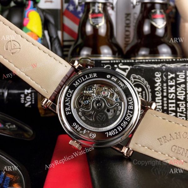 New Copy Franck Muller Round Skeleton Watch Rose Gold Brown Leather Strap New Copy Franck Muller Round Skeleton Watch Rose Gold Brown Leather Strap