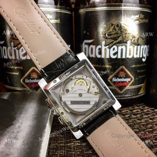 New Copy Cartier Tank Francaise watch SS Diamond Black Leather Band New Copy Cartier Tank Francaise watch SS Diamond Black Leather Band