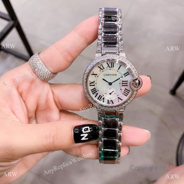 Cartier Ballon Bleu de 36mm Quartz Watch Black Ceramic Silver Cartier Ballon Bleu de 36mm Quartz Watch Black Ceramic Silver