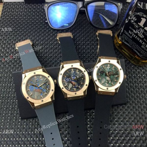 New Style Hublot Classic Fusion Rose Gold Bezel Rubber Strap Watches New Style Hublot Classic Fusion Rose Gold Bezel Rubber Strap Watches