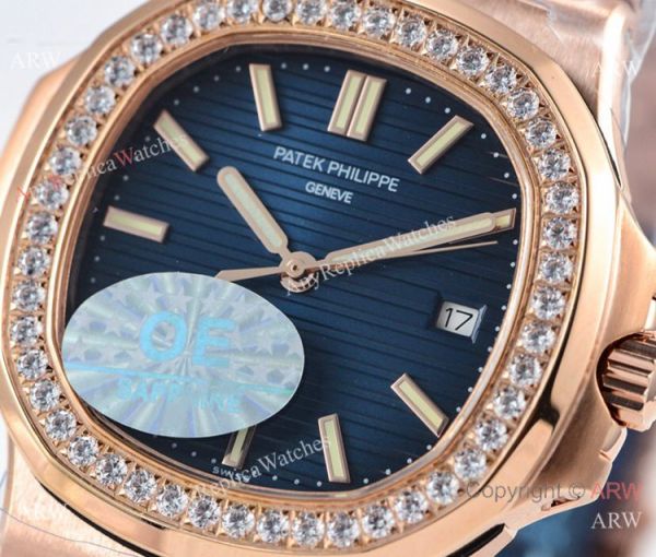 OE Factory Patek Philippe 5713G Nautilus Watches Copy Rose Gold Diamond bezel OE Factory Patek Philippe 5713G Nautilus Watches Copy Rose Gold Diamond bezel