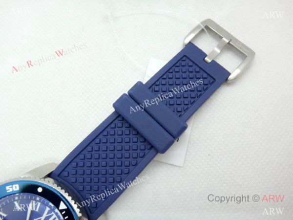 Copy Cartier Calibre De Diver SS Blue Rubber Strap Watch Low Price Copy Cartier Calibre De Diver SS Blue Rubber Strap Watch Low Price