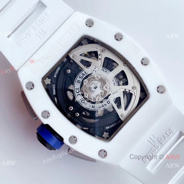 KV Factory Swiss 7750 Richard Mille RM 011-FM Polo Club Saint Tropez White Ceramic Watch Richard Mille AAA KV Factory Swiss 7750 Richard Mille RM 011-FM Polo Club Saint Tropez White Ceramic Watch Richard Mille AAA