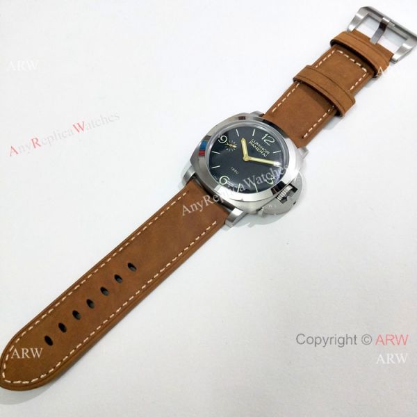 Copy Panerai Luminor PAM00127 Watch Black Dial Brown Leather Band Copy Panerai Luminor PAM00127 Watch Black Dial Brown Leather Band