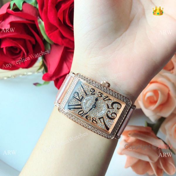 New Copy Franck Muller Long Island Rose Gold Iced Out Watch 26mm New Copy Franck Muller Long Island Rose Gold Iced Out Watch 26mm