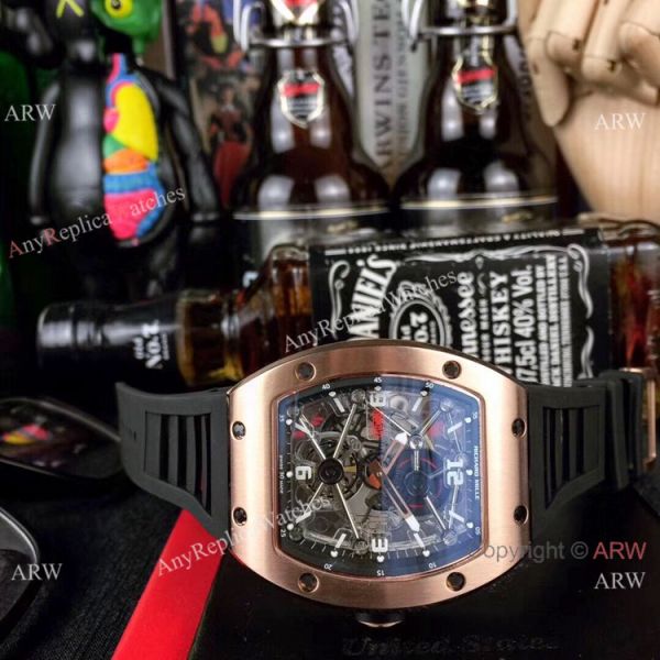 Richard Mille RM012 Rose Gold Rubber Strap Watch Swiss Quality Richard Mille RM012 Rose Gold Rubber Strap Watch Swiss Quality