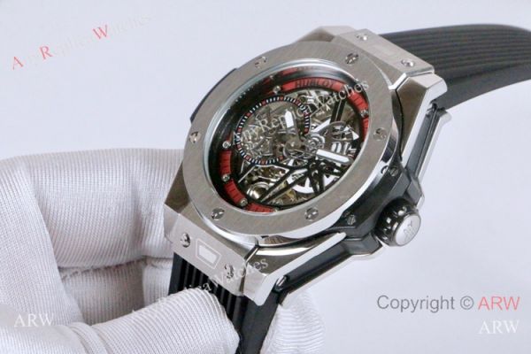 New Fake Hublot Geneve Big Bang Skeleton Watch Red Inner Rubber Strap New Fake Hublot Geneve Big Bang Skeleton Watch Red Inner Rubber Strap