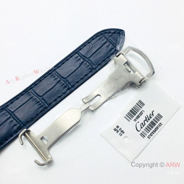 (GB) Swiss Copy Cartier Santos De Mens Watch Blue Dial Blue Leather Strap (GB) Swiss Copy Cartier Santos De Mens Watch Blue Dial Blue Leather Strap