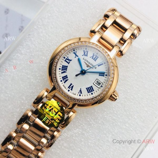 VSF Swiss Replica Longines PrimaLuna Lady Watch Rose Gold Diamond Bezel VSF Swiss Replica Longines PrimaLuna Lady Watch Rose Gold Diamond Bezel
