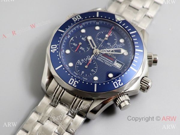 Swiss Omega Diver 300m James Bond Replica Watch SS Blue Wave Dial Swiss Omega Diver 300m James Bond Replica Watch SS Blue Wave Dial