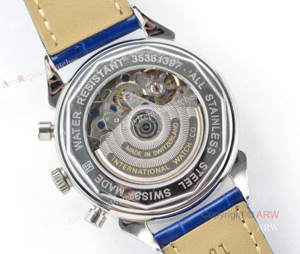 Swiss 7750 IWC Schaffhausen Portuguese Replica Watch SS Blue Leather Strap Swiss 7750 IWC Schaffhausen Portuguese Replica Watch SS Blue Leather Strap