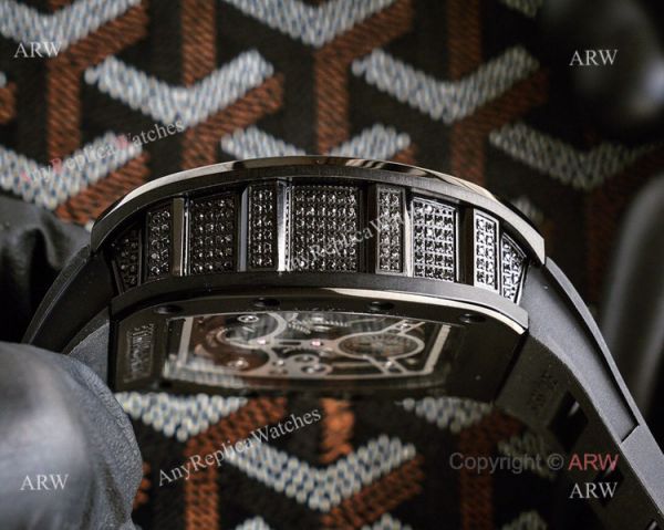 Limited Richard Mille Eagle Copy Watch With Silver Diamonds Black Rubber Band For Men Limited Richard Mille Eagle Copy Watch With Silver Diamonds Black Rubber Band For Men