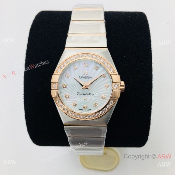 (VS) Replica Omega Constellation 2-Tone Rose Gold Diamond Watch with Quartz Movement (VS) Replica Omega Constellation 2-Tone Rose Gold Diamond Watch with Quartz Movement