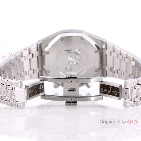 New Replica Audemars Piguet Royal Oak Full Iced Out Watch SS Arabic Scripts Dial New Replica Audemars Piguet Royal Oak Full Iced Out Watch SS Arabic Scripts Dial