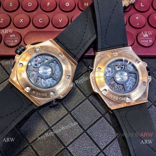 NEW Hublot Big Bang Unico Golf Replica Watch Rose Gold Gummy Strap NEW Hublot Big Bang Unico Golf Replica Watch Rose Gold Gummy Strap