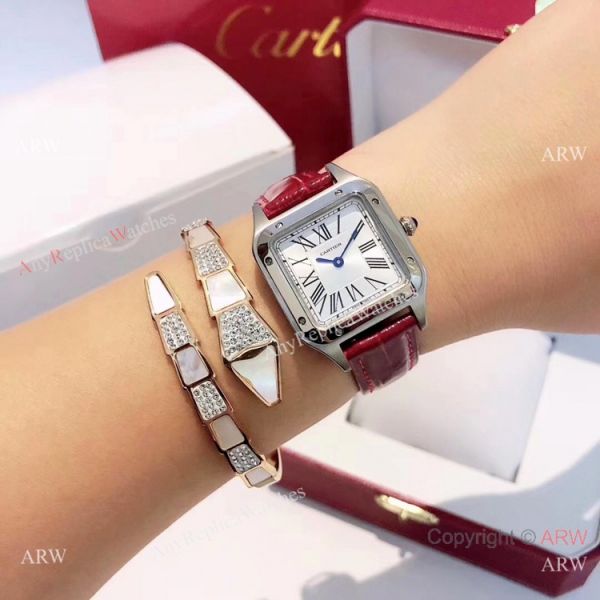Top Cartier Santos-Dumont Lover Red Leather Strap / New Cartier Watches Top Cartier Santos-Dumont Lover Red Leather Strap / New Cartier Watches